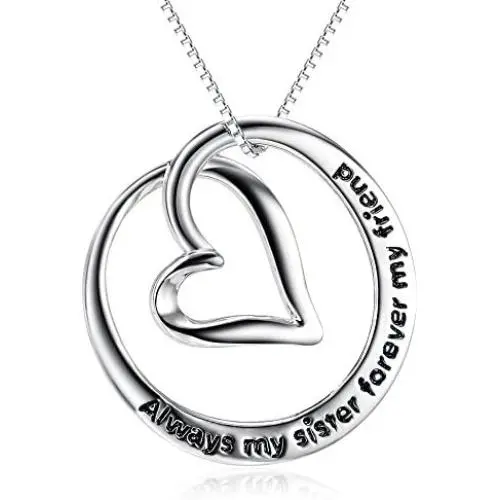 YFN Sterling Silver Always My Sister / Daughter Forever My Friend Pendant Necklace Jewelry, Birthday Jewelry Gift Necklaces for Sisters Daughter YFN Sterling Silver Always My Sister / Daughter Forever My Friend Pendant Necklace Jewelry, Birthday Jewelry Gift Necklaces for Sisters Daughter