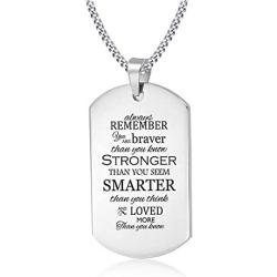 VNOX Engraved Inpsirational Quote Dog Tag Pendant Necklace Brithday Graduation Gift for Son Daughter Dad Husband Best Friend