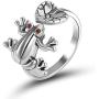 EXGOX Silver Frog Open Rings for Women Vintage Cute Animal Finger Ring Silver Fashion Party Jewelry Gifts