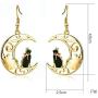 Cute Cat Moon Earrings Animal Earrings Hollow moon cat earrings Jewelry Gift for Women