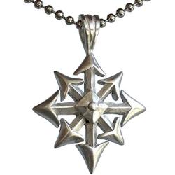 Symbol of Chaos Magick Star Jewelry Eight Pointed Gothic 8 equidistant arrows Chaosphere Power Protection Amulet Pewter mens womens pendant necklace charm for men women unisex w Silver Ball Chain