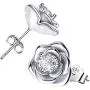 Rose Stud Earrings - Sterling Silver Hypoallergenic Cubic Zirconia Rose Flower Post Earrings Round CZ Rose Studs Earrings for Women Girls Rose Stud Earrings - Sterling Silver Hypoallergenic Cubic Zirconia Rose Flower Post Earrings Round CZ Rose Studs Earrings for Women Girls