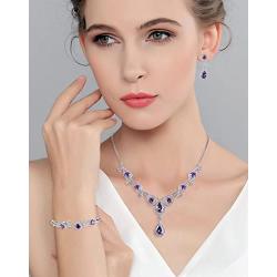 EVER FAITH Womens CZ Lots Hollow-Out Teardrop Necklace Earrings Bracelet Set Silver-Tone
