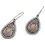 NOVICA 925 Sterling Silver Dangle Earrings with Yellow Gold-Plated Accents, Dewdrop Leaves