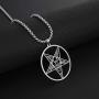 HAQUIL Satanic Necklace - Stainless Steel, Inverted Pentagram Sigil of Baphomet Pendant - Box Chain, 19.7''