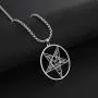 HAQUIL Satanic Necklace - Stainless Steel, Inverted Pentagram Sigil of Baphomet Pendant - Box Chain, 19.7'' HAQUIL Satanic Necklace - Stainless Steel, Inverted Pentagram Sigil of Baphomet Pendant - Box Chain, 19.7''