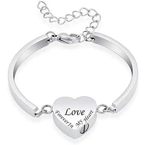 Mingkejw Cremation Urn Bracelet for Ashes for Women Stainless Steel Heart Urn Cuff Bracelet Cremation Keepsake Jewelry for Ashes Mingkejw Cremation Urn Bracelet for Ashes for Women Stainless Steel Heart Urn Cuff Bracelet Cremation Keepsake Jewelry for Ashes