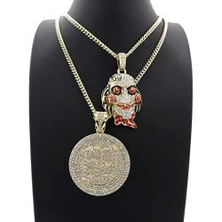 Hip Hop Iced Gold plated Saw Inspired & 69 Pendant & 3mm 20'' 24'' Cuban Chain Necklace Set