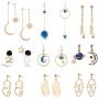 Weird Earrings Aesthetic Earrings Cute Earrings Cool Earrings Face Earrings Star and Moon Earrings Drop Dangle Earrings for Girls and Women