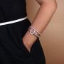 FANCY SHINY Leather Cuff Bracelet Circle Rhinestone Wrap Bracelet Stackable Multi Layer Wristband with Magnetic Clasp Boho Jewelry Gift for Women