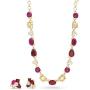 CATHERINE MALANDRINO Multicolor Rhinestone Cluster Yellow Gold -Tone Necklace and Earring Set for Women