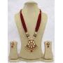 Babosa Sakhi Indian Jaipuri Necklace Red Meenakari Kundan Woman Pendant Ethnic Jewelry Set SRN07R