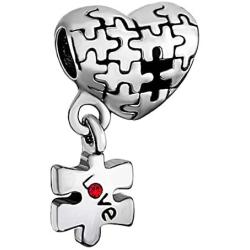 Lifequeen Love Mother Daughter Heart Puzzle Piece Charms Beads for European Bracelets