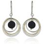 Stera Jewelry 925 Sterling Silver & Gold-Filled Multi Hoops Turquoise or Black Onyx Dangle Earrings