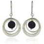 Stera Jewelry 925 Sterling Silver & Gold-Filled Multi Hoops Turquoise or Black Onyx Dangle Earrings Stera Jewelry 925 Sterling Silver & Gold-Filled Multi Hoops Turquoise or Black Onyx Dangle Earrings