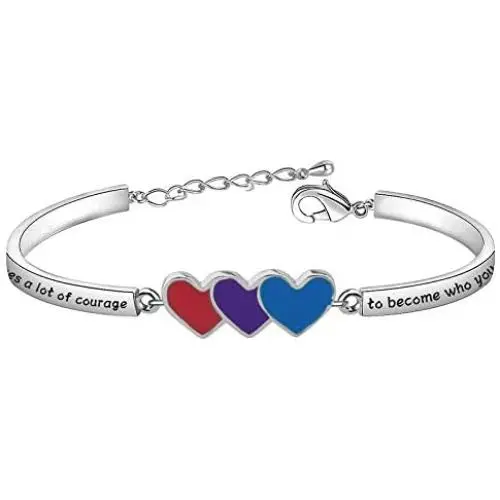 BAUNA Bisexual Pride Bracelet Bisexuality Pride Flag Jewelry for Her It Takes A Lot of Courage to Become Who You Really are Rainbow Gifts