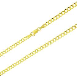 Nuragold 10k Yellow Gold 4mm Solid Cuban Curb Link Chain Pendant Necklace, Mens Womens Lobster Lock 16'' 18'' 20'' 22'' 24'' 26'' 28'' 30''