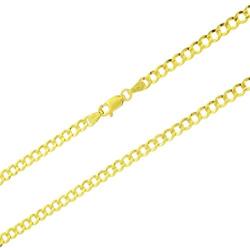 Nuragold 10k Yellow Gold 4mm Solid Cuban Curb Link Chain Pendant Necklace, Mens Womens Lobster Lock 16'' 18'' 20'' 22'' 24'' 26'' 28'' 30''