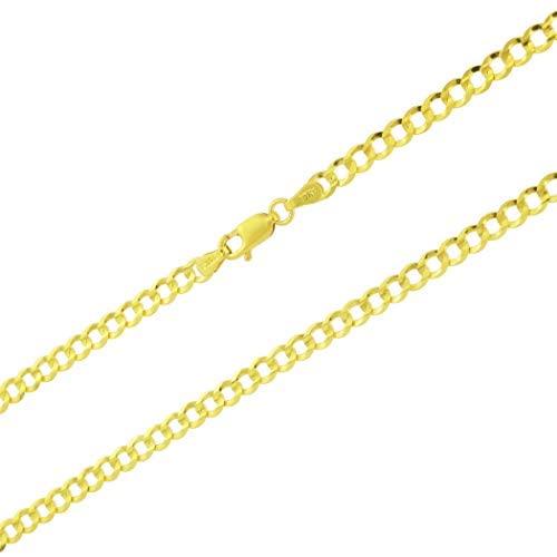 Nuragold 10k Yellow Gold 4mm Solid Cuban Curb Link Chain Pendant Necklace, Mens Womens Lobster Lock 16'' 18'' 20'' 22'' 24'' 26'' 28'' 30''