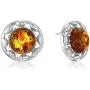 Multicolor Amber Sterling Silver Dangle Drops Earrings