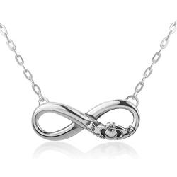 SUVANI Sterling Silver Irish Claddagh Friendship Endless Love Infinity Symbol Necklace Chain 16''-18''