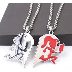 U/K 1 Pair Bling Music Band Stainless Steel ICP Crazy Clown Heart Couple Black Hatchet Man red Hatchet Women Pendant Necklace rolo Chain 4mm 24 inch