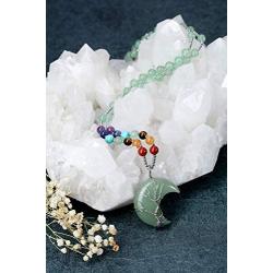 Top Plaza Natural Reiki Healing Crystal Stone Beads Necklaces Tree of Life Wire Wrapped Gemstone Moon Pendant Necklace Crescent Moon Jewelry for Women