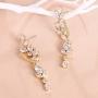 CZ Bridal Earrings for Wedding 14k White Gold Plated Wedding Earrings for Bride Bridesmaids Crystal Cubic Zirconia Rhinestone Cluster Floral Leaf Earrings Elegant Bridal Jewelry for Women Girls