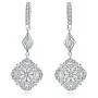CZ Vintage Dangle Hoop Earrings for Women Girls S925 Sterling Silver with Charms White Gold Plated Pave Cubic Zirconia Leverback Filigree Flower Dangling Stud Wedding Retro Bridal Prom Antique Jewelry