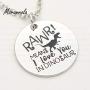 Davitu New arried''Rawr Means I Love You in Dinosaur''Copper Silver Necklace &Keychain,Charm,Inspirational Jewelry Fun Gift Valentines - (Metal Color: Necklace, Length: 45cm)