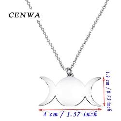 CENWA Triple Moon Goddess Symbol Pendant Necklace Symbol Alchemy Jewelry Wiccan Jewelry Alchemy Symbol Pendant Necklace