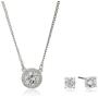 NINE WEST ''Nw Boxed Gifting Cubic Zirconia Round Shape Necklace and Earrings Jewelry Set