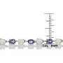 Ice Gems Sterlilng Silver Gemstone and Created White Opal 7x5mm Oval-Cut Tennis Bracelet