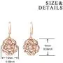 AOBOCO Sterling Silver Rose Flower Earrings, Rose Gold Plated, Clear Crystal from Austria, Hypoallergenic Dangle Drop earrings, Anniversary Birthday Jewelry Rose Flower Gifts for Women