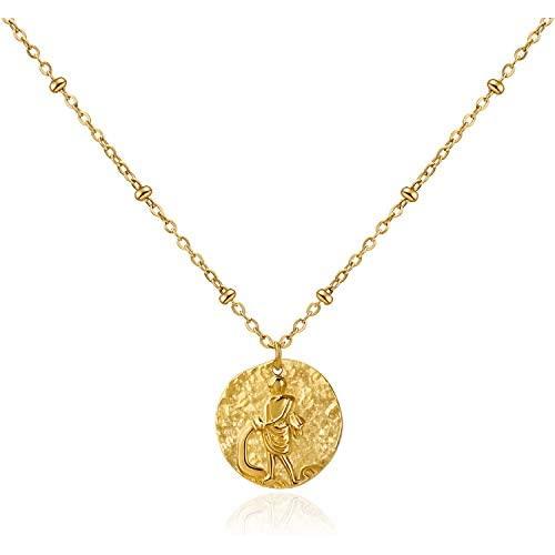 Moronly Zodiac Necklaces for Women 12 Constellation Necklace Stainless Steel Horoscope Astrology Chain Necklace 14K Gold Plated Jewelry Hypoallergenic…