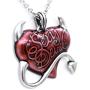 Controse Sexy Devil Heart Necklace Red and Silver Tone 28''