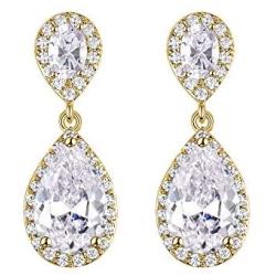 EVER FAITH Womens Cubic Zirconia Bridal Jewelry Teardrop Dangle Earrings for Women or Brides