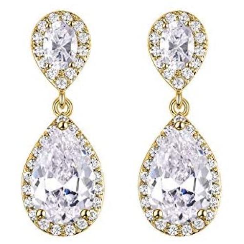 EVER FAITH Womens Cubic Zirconia Bridal Jewelry Teardrop Dangle Earrings for Women or Brides
