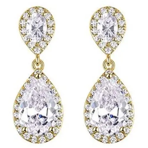 EVER FAITH Womens Cubic Zirconia Bridal Jewelry Teardrop Dangle Earrings for Women or Brides