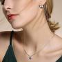 EleQueen 925 Sterling Silver Butterfly Bridal Necklace Leverback Earrings Set Denim Blue Made with Crystals