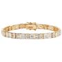Palm Beach Jewelry 14K Yellow Gold Plated Round and Baguette Cubic Zirconia Tennis Bracelet (6mm), Box Clasp, 7.5 inches