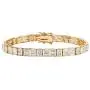 Palm Beach Jewelry 14K Yellow Gold Plated Round and Baguette Cubic Zirconia Tennis Bracelet (6mm), Box Clasp, 7.5 inches