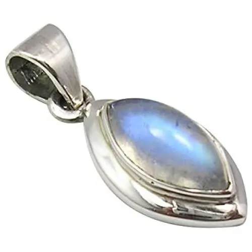 SilverStarJewel 6 x 12 mm Rainbow Moonstone Pendant 1'' 925 Stamped Fine Silver SilverStarJewel 6 x 12 mm Rainbow Moonstone Pendant 1'' 925 Stamped Fine Silver