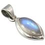 SilverStarJewel 6 x 12 mm Rainbow Moonstone Pendant 1'' 925 Stamped Fine Silver