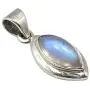 SilverStarJewel 6 x 12 mm Rainbow Moonstone Pendant 1'' 925 Stamped Fine Silver SilverStarJewel 6 x 12 mm Rainbow Moonstone Pendant 1'' 925 Stamped Fine Silver