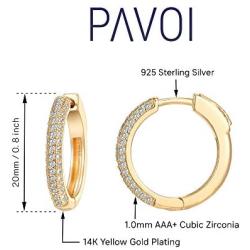 PAVOI 14K Gold Plated 925 Sterling Silver Cubic Zirconia Hoop Earrings