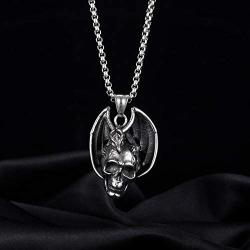 Feilong 22inch Mens Stainless Steel Necklace,Gothic Mens Necklaces & Pendants Dragon and Skull Necklace for Men Birthday Gifts for Men