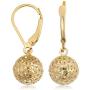 KoolJewelry Real 10k Yellow Gold White Gold or Rose Gold Filigree Ball Earrings Minimalist Jewelry for Women
