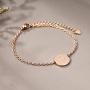 THREE KEYS JEWELRY Rose Gold Initial Bracelet for Girls Gifts Stainless Steel Dainty Coin Name Initial Charm Bracelet Alphabet Letter Pendant Silver Initial Bracelets for Women with Initial
