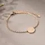 THREE KEYS JEWELRY Rose Gold Initial Bracelet for Girls Gifts Stainless Steel Dainty Coin Name Initial Charm Bracelet Alphabet Letter Pendant Silver Initial Bracelets for Women with Initial